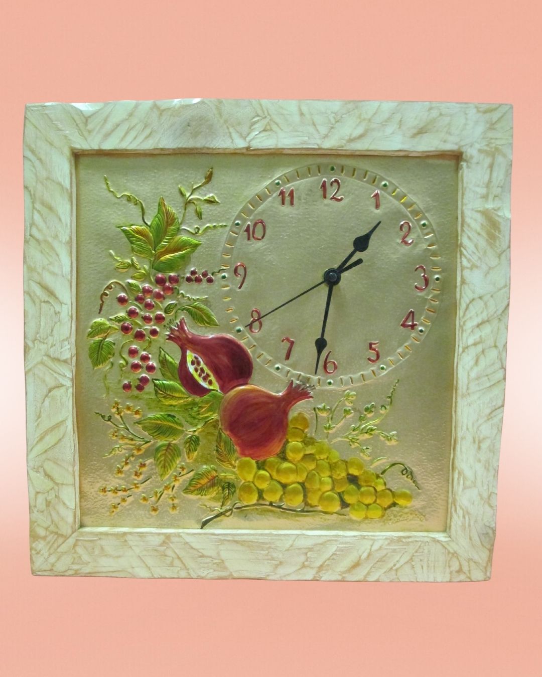 Orologio su rame con frutta ed effetto rame
