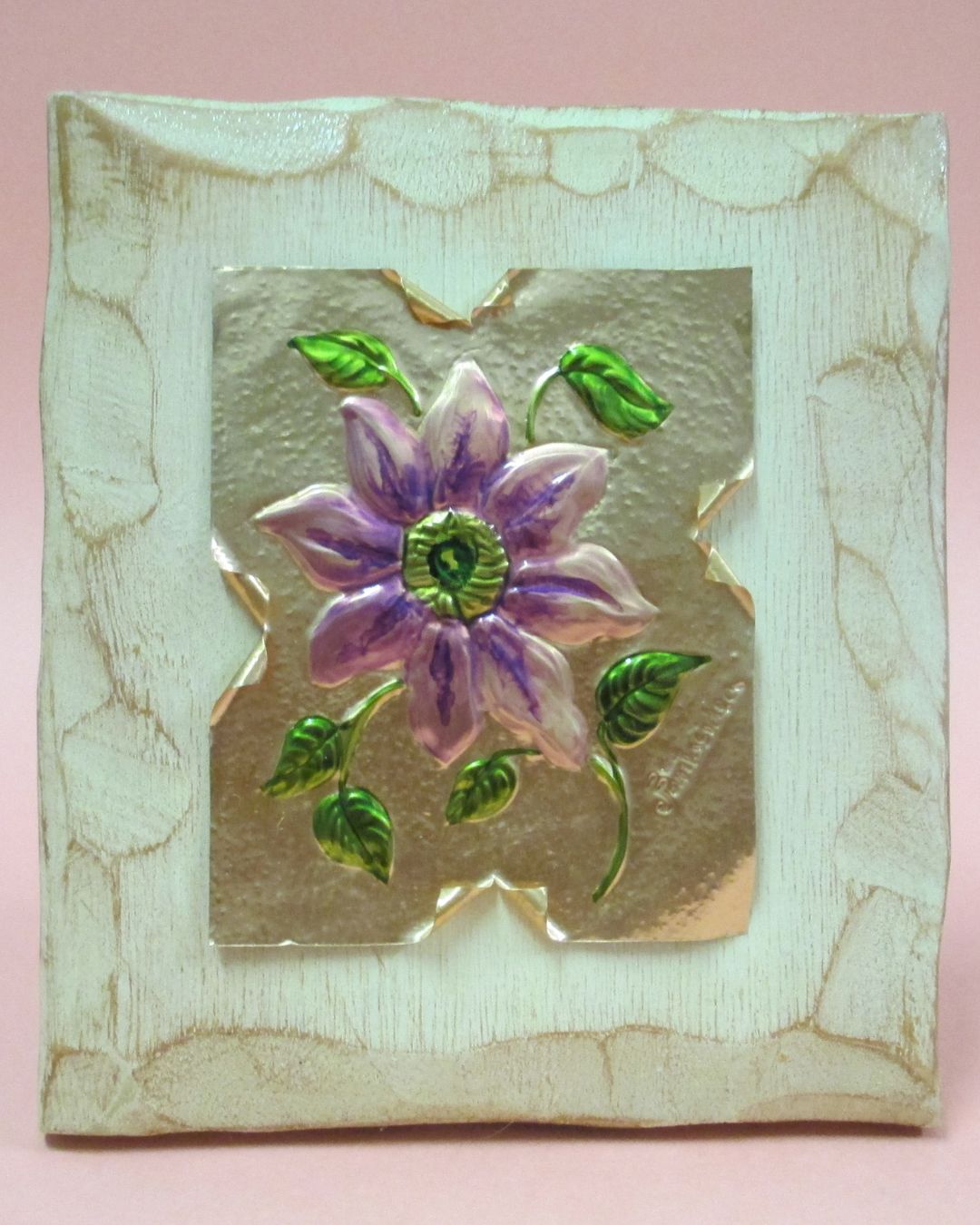 Fiore su lastra di rame (passiflora) - immagine 2
