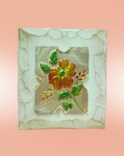 Fiore su lastra di rame (rosa arancio)