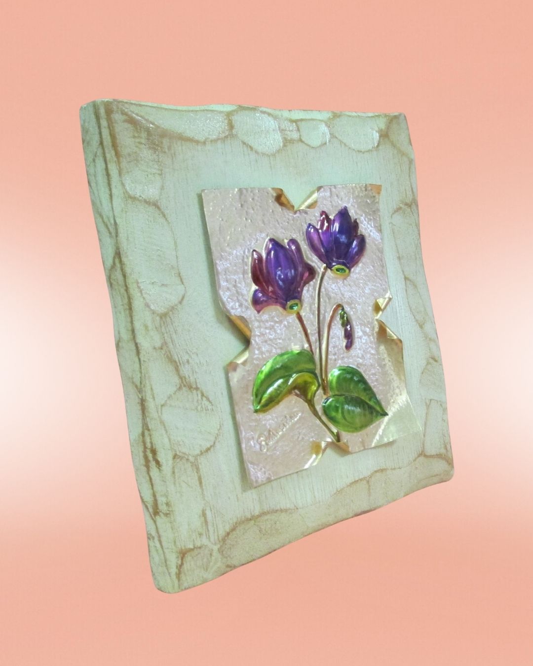Fiore su lastra di rame (ciclamino) - immagine 2
