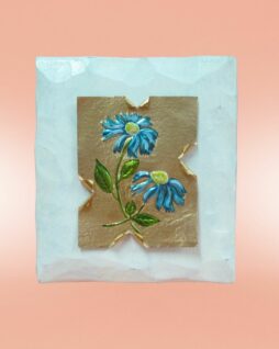 Fiore su lastra di rame effetto marmorizzato (fiordaliso)