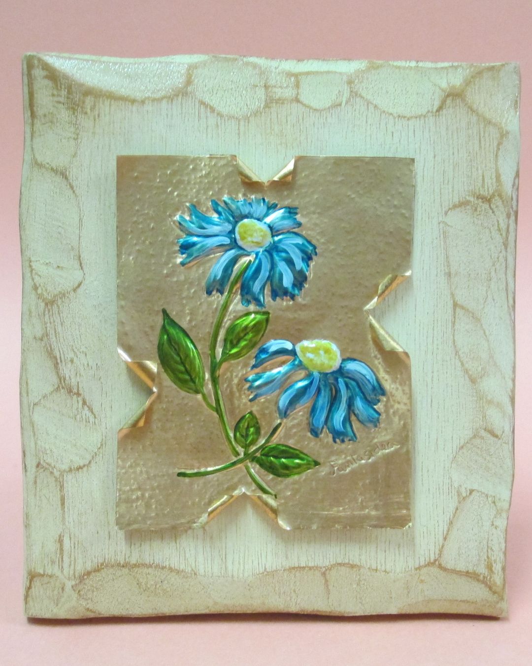 Fiore su lastra di rame (fiordaliso) - immagine 2