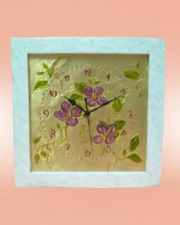 Orologio su rame con fiori ed effetto marmorizzato