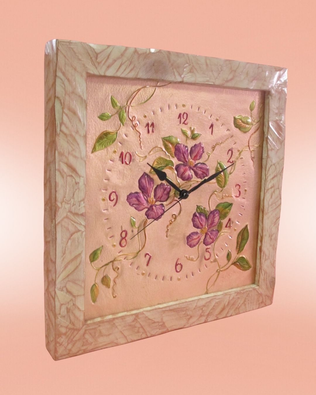 Orologio su rame con fiori ed effetto rame - immagine 3