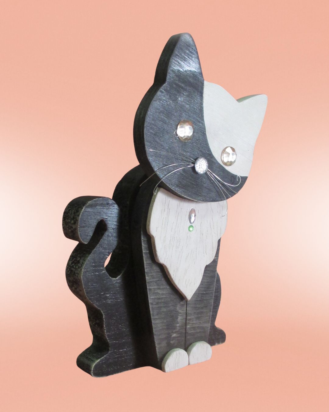 Gattino in legno seduto - immagine 3