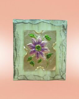 Fiore su lastra di rame effetto arte povera (passiflora)