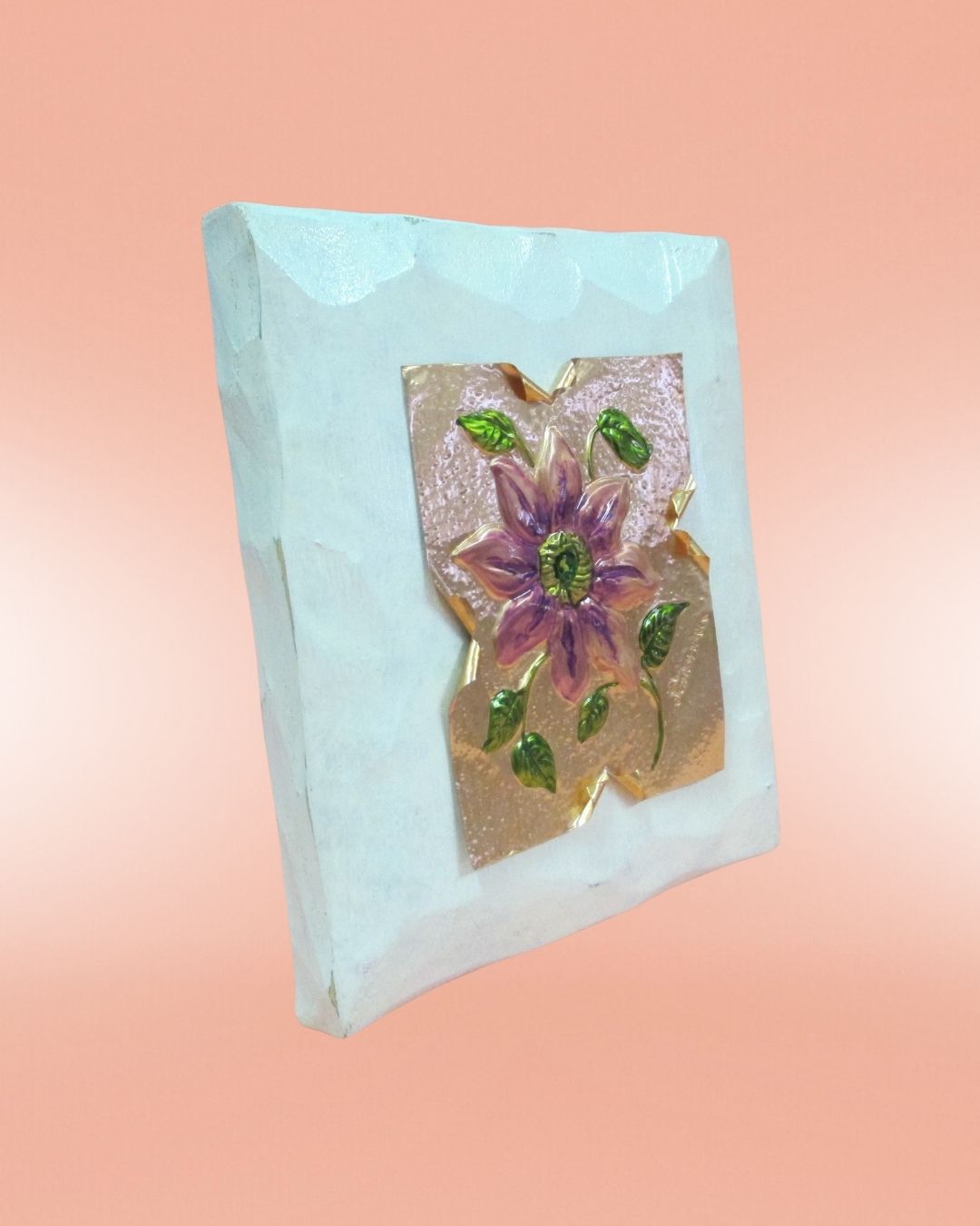 Fiore su lastra di rame effetto marmorizzato (passiflora) - immagine 2